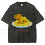 Unisex Pasta Capybara-nara Printed Washed Tee