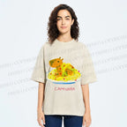Unisex Pasta Capybara-nara Printed Washed Tee