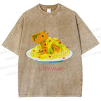 Unisex Pasta Capybara-nara Printed Washed Tee