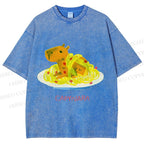 Unisex Pasta Capybara-nara Printed Washed Tee