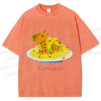 Unisex Pasta Capybara-nara Printed Washed Tee