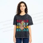 Unisex Chilling Capybara Relax Autumn Printed Washed Tee