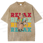 Unisex Chilling Capybara Relax Autumn Printed Washed Tee
