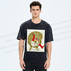 Unisex Funny Cat On Chair Busy Doing Something Printed Washed Tee