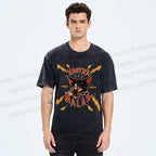 Unisex Kontra Malas Lighting Cat Printed Washed Tee