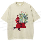 Unisex Christmas Gift From Skating Man Printed Washed Tee