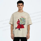 Unisex Christmas Gift From Skating Man Printed Washed Tee