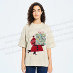 Unisex Christmas Gift From Skating Man Printed Washed Tee
