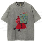Unisex Christmas Gift From Skating Man Printed Washed Tee