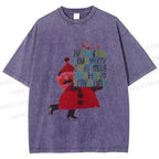 Unisex Christmas Gift From Skating Man Printed Washed Tee
