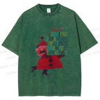 Unisex Christmas Gift From Skating Man Printed Washed Tee