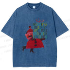 Unisex Christmas Gift From Skating Man Printed Washed Tee