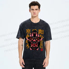 Unisex Japanese Monster Vintage Printed Washed Tee