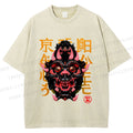 Unisex Japanese Monster Vintage Printed Washed Tee