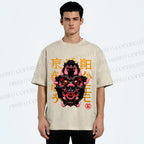 Unisex Japanese Monster Vintage Printed Washed Tee