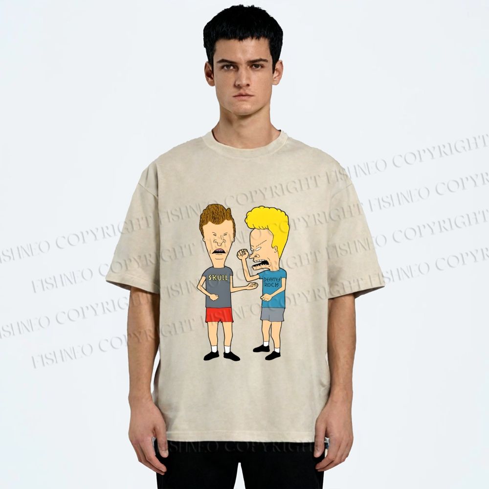 Unisex  MTV Laughing Guys Chatting Printed Washed Tee