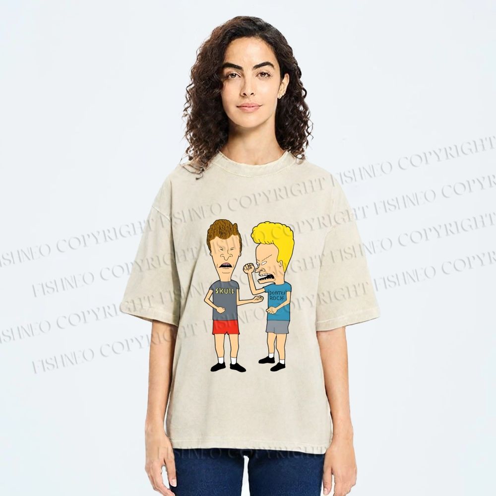 Unisex  MTV Laughing Guys Chatting Printed Washed Tee