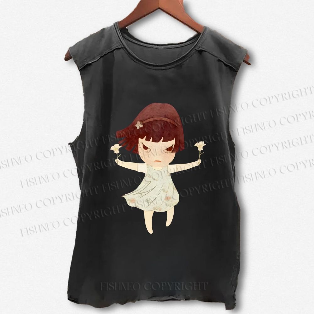 Unisex Fierce Girl Printed Washed Tank Top