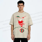 Unisex Greetings From Santa And Me Printed Washed Tee