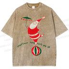 Unisex Greetings From Santa And Me Printed Washed Tee