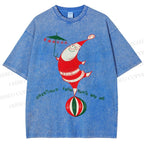 Unisex Greetings From Santa And Me Printed Washed Tee