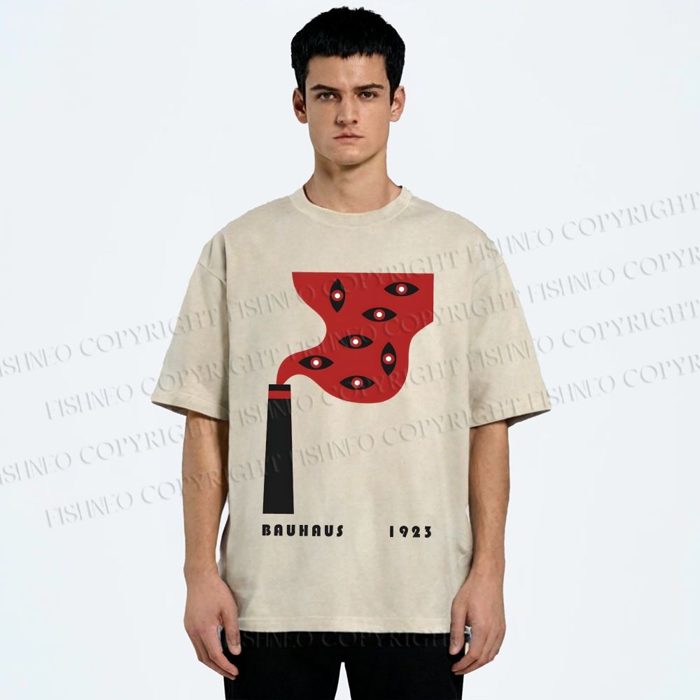 Unisex Bauhaus Art Eyes Printed Washed Tee