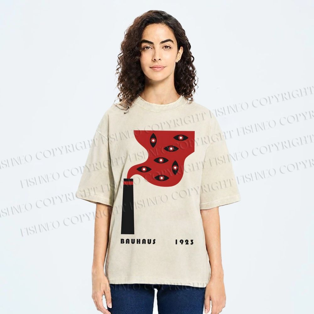 Unisex Bauhaus Art Eyes Printed Washed Tee