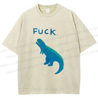 Unisex Upset Dinosaur Say Fuck Printed Washed Tee