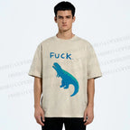 Unisex Upset Dinosaur Say Fuck Printed Washed Tee
