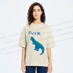 Unisex Upset Dinosaur Say Fuck Printed Washed Tee