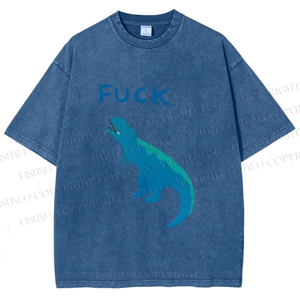 Unisex Upset Dinosaur Say Fuck Printed Washed Tee