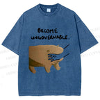 Unisex Silly Hippo Become ungovernable Printed Washed Tee