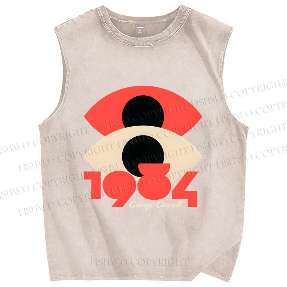 Unisex George Orwell Eyes Printed Washed Tank Top