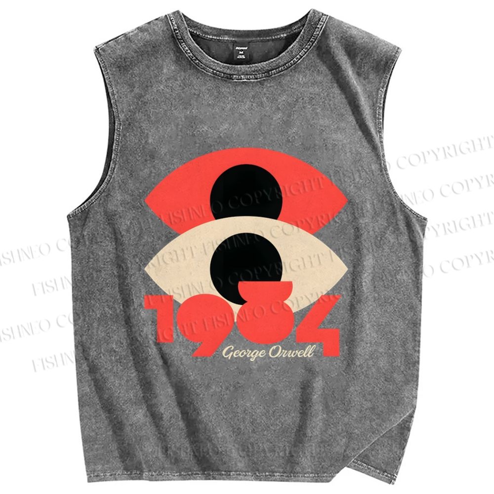 Unisex George Orwell Eyes Printed Washed Tank Top