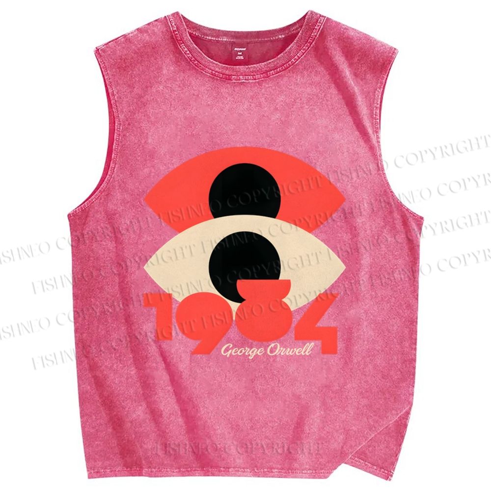 Unisex George Orwell Eyes Printed Washed Tank Top