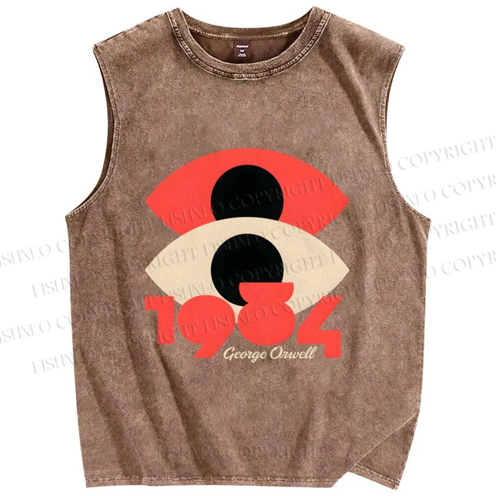 Unisex George Orwell Eyes Printed Washed Tank Top