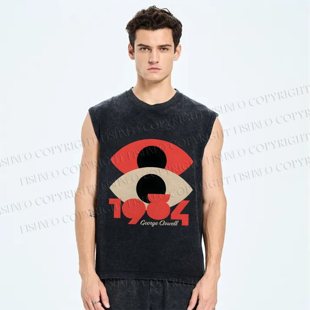 Unisex George Orwell Eyes Printed Washed Tank Top