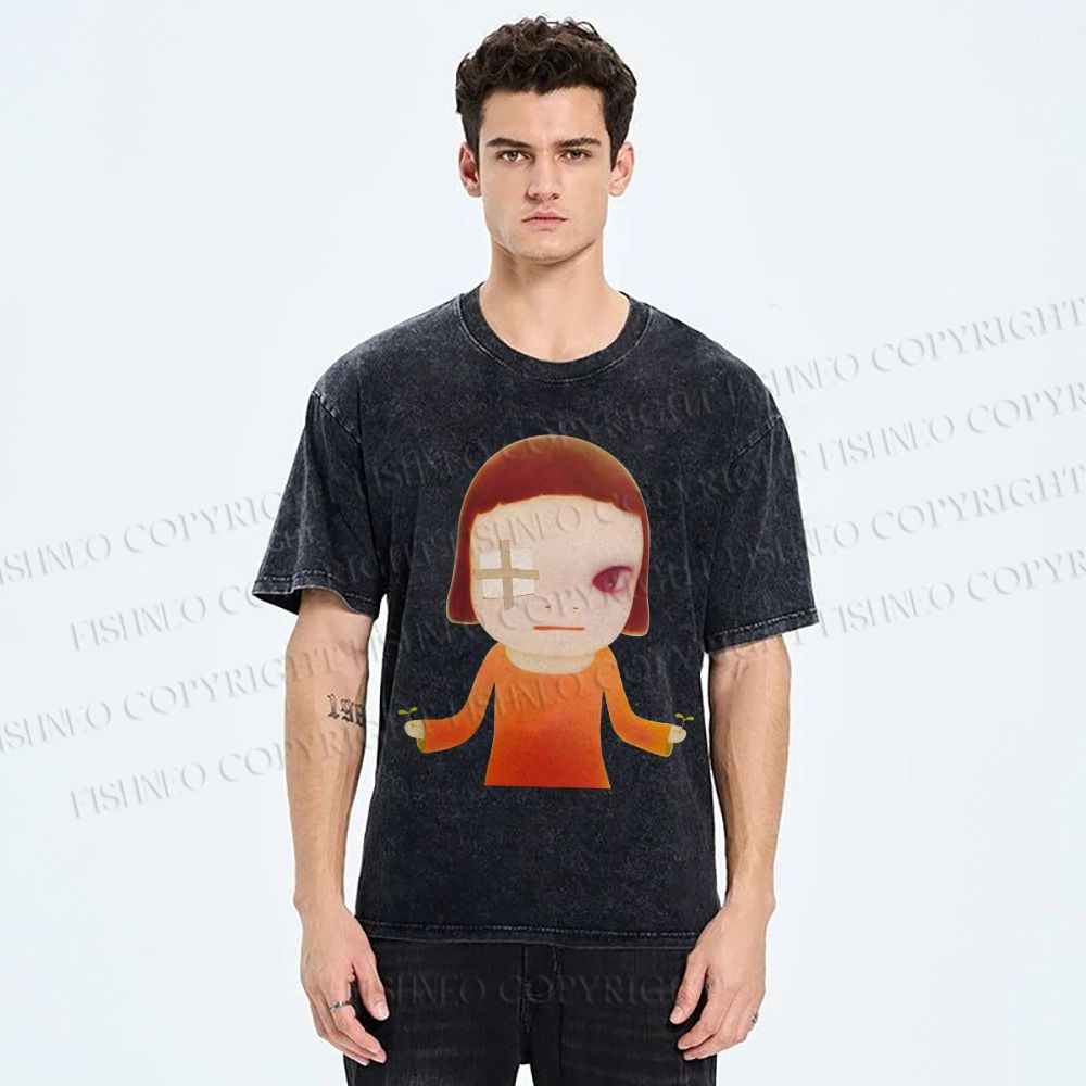 Unisex Injured Yoshitomo Nara Printed Washed Tee
