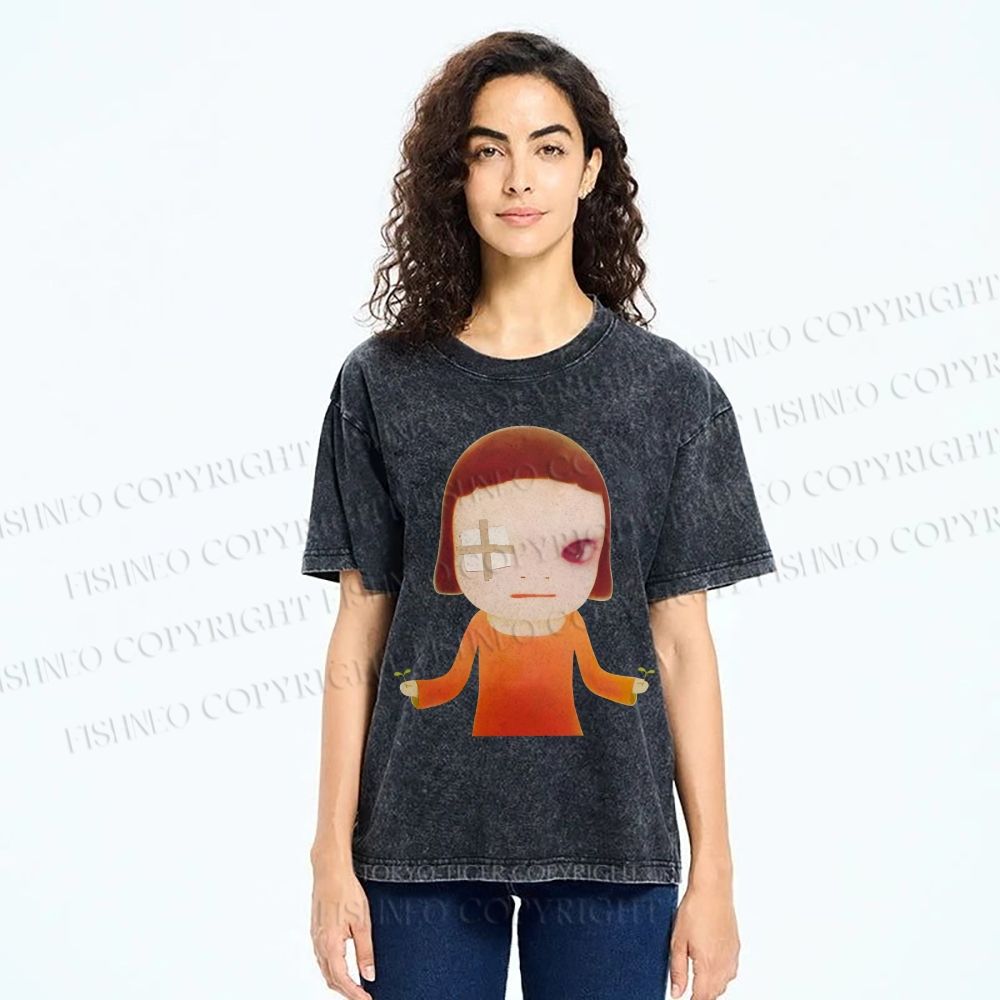 Unisex Injured Yoshitomo Nara Printed Washed Tee