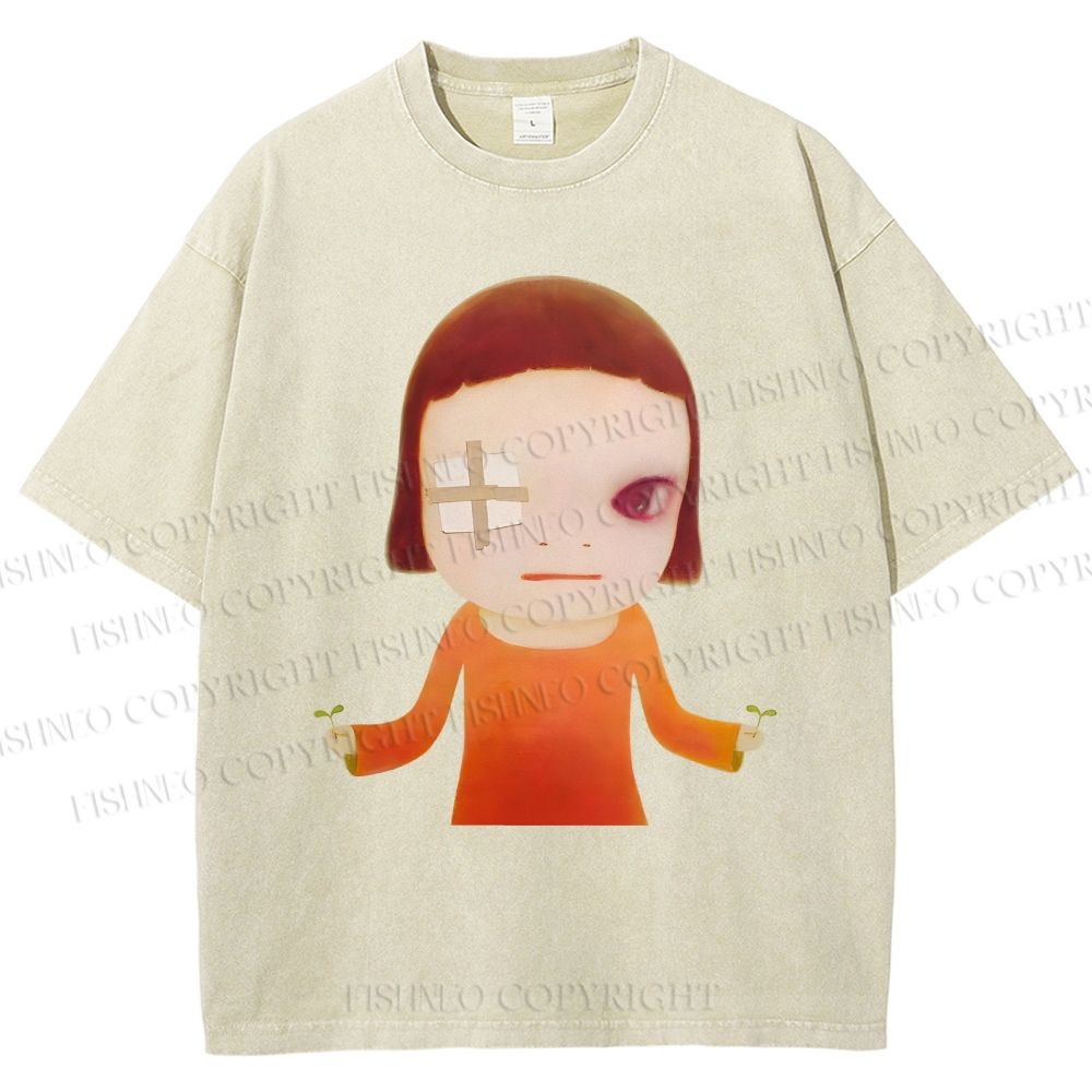 Unisex Injured Yoshitomo Nara Printed Washed Tee