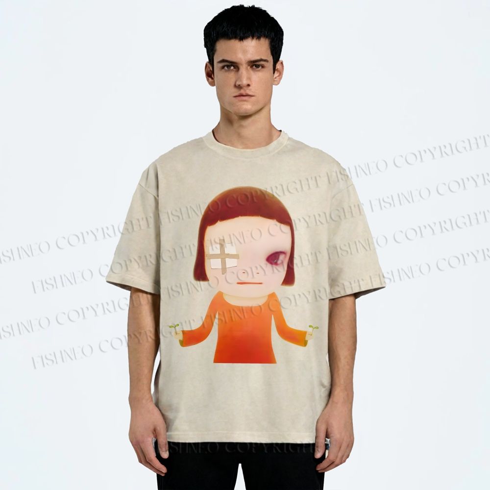 Unisex Injured Yoshitomo Nara Printed Washed Tee
