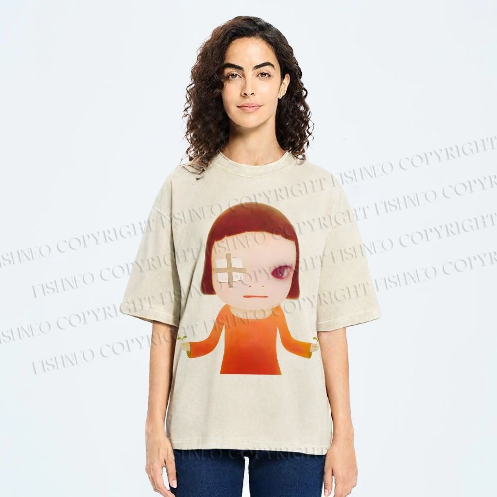 Unisex Injured Yoshitomo Nara Printed Washed Tee