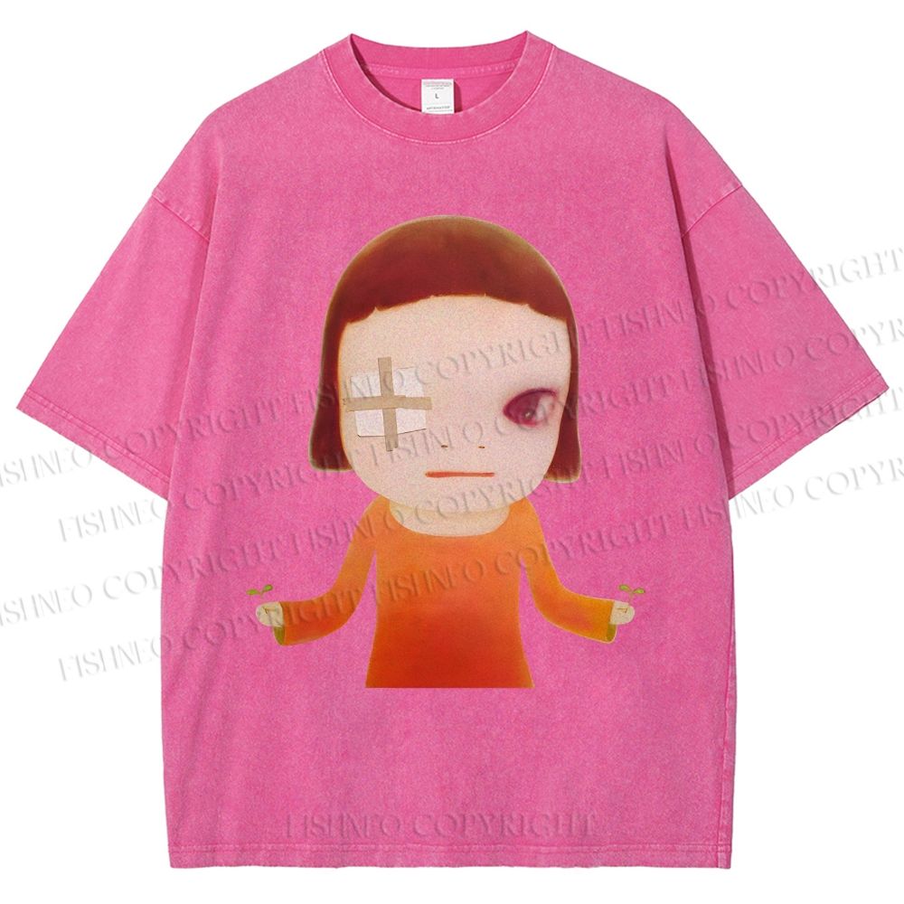 Unisex Injured Yoshitomo Nara Printed Washed Tee