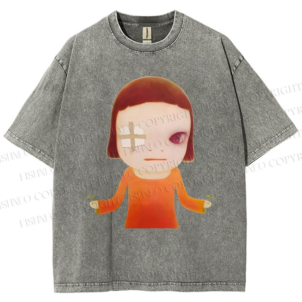 Unisex Injured Yoshitomo Nara Printed Washed Tee