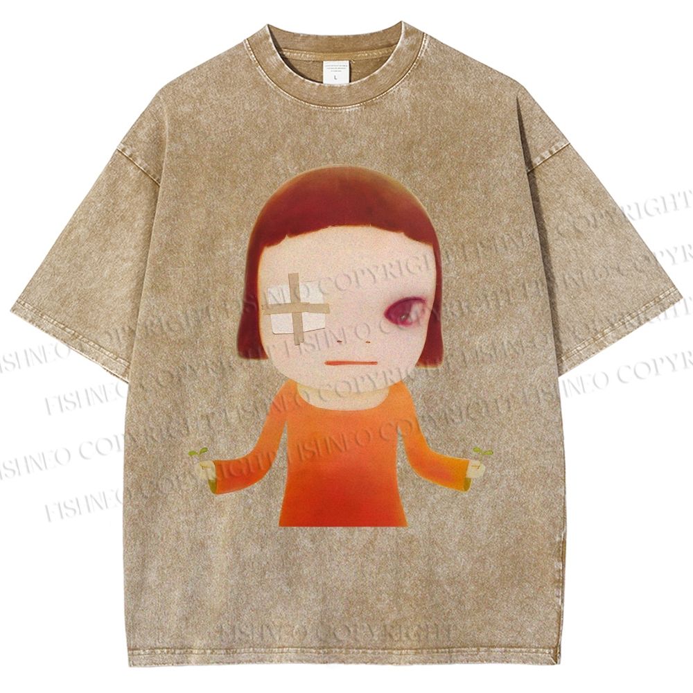 Unisex Injured Yoshitomo Nara Printed Washed Tee