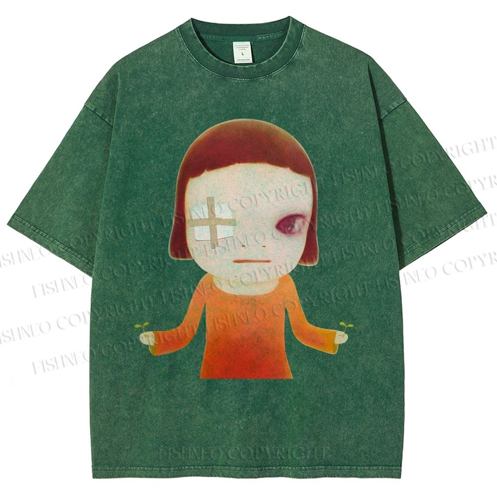 Unisex Injured Yoshitomo Nara Printed Washed Tee