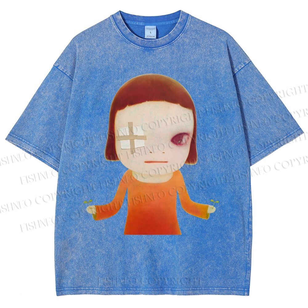 Unisex Injured Yoshitomo Nara Printed Washed Tee