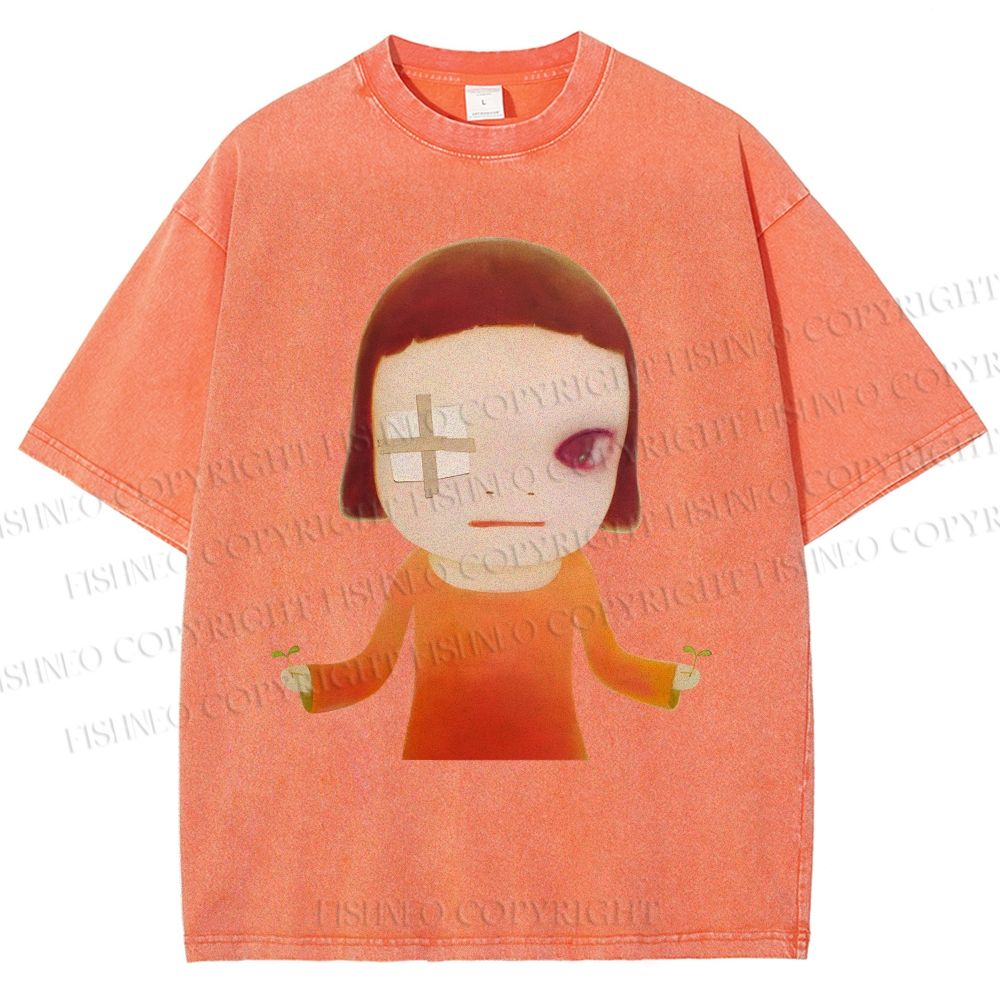 Unisex Injured Yoshitomo Nara Printed Washed Tee