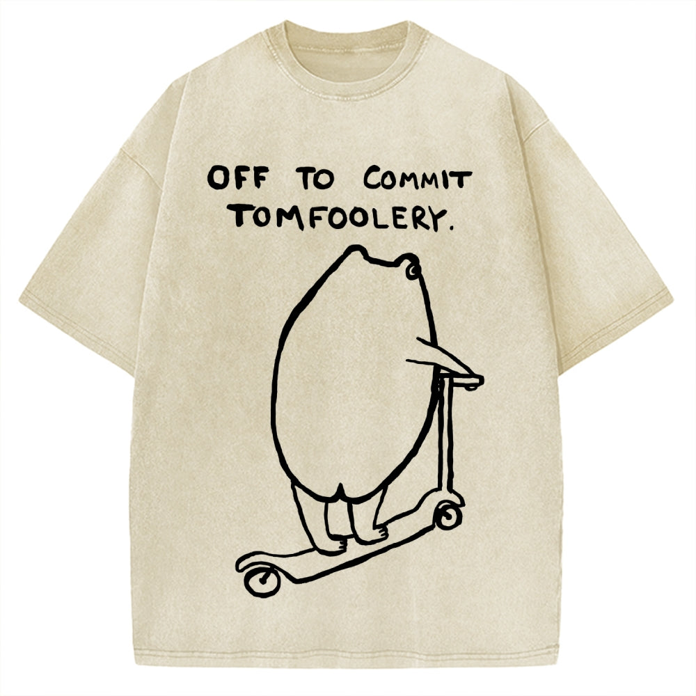 Off To Commit Tomfoolery Frog Loves Vintage Washed T-shirt