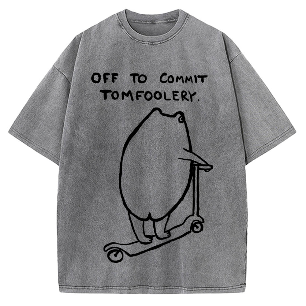Off To Commit Tomfoolery Frog Loves Vintage Washed T-shirt